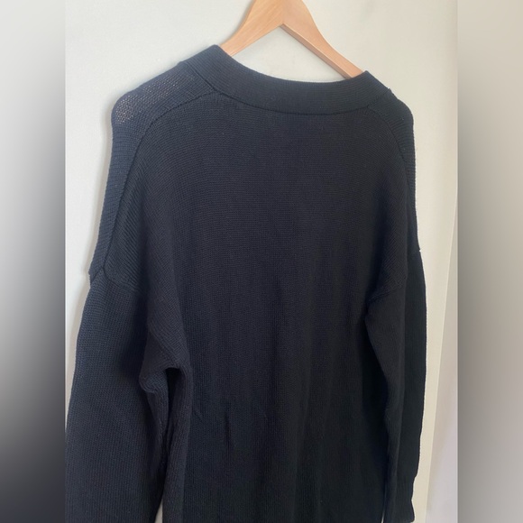 KIT AND ACE Black V-neck Sweater Midi Dress in 99% Merino wool with Nylon Large - Picture 6 of 14